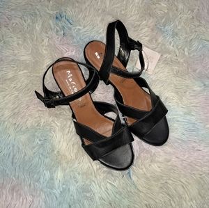 Mariella Black Stap Sandals, Size 8